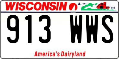 WI license plate 913WWS