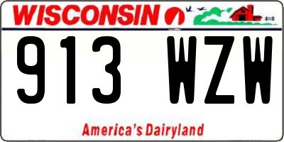 WI license plate 913WZW
