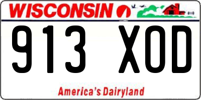 WI license plate 913XOD