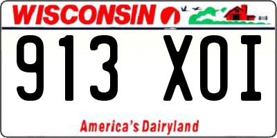 WI license plate 913XOI