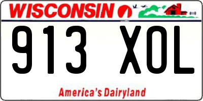 WI license plate 913XOL