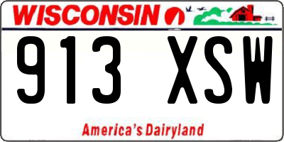 WI license plate 913XSW