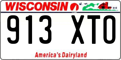 WI license plate 913XTO