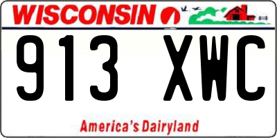 WI license plate 913XWC