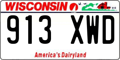 WI license plate 913XWD