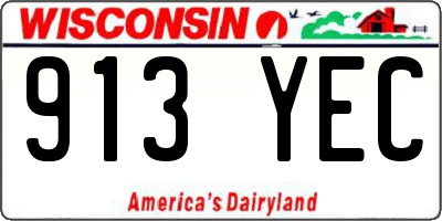 WI license plate 913YEC