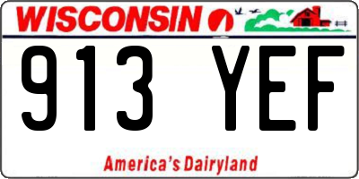 WI license plate 913YEF