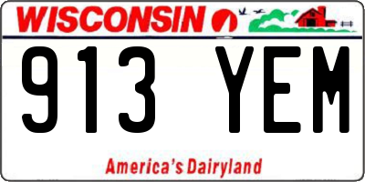 WI license plate 913YEM
