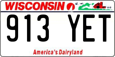 WI license plate 913YET