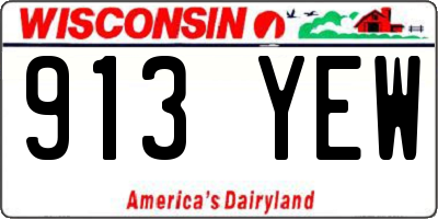 WI license plate 913YEW