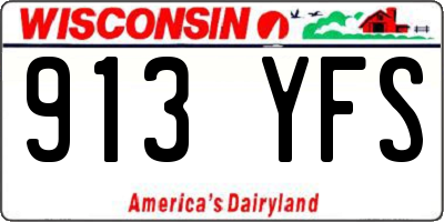 WI license plate 913YFS