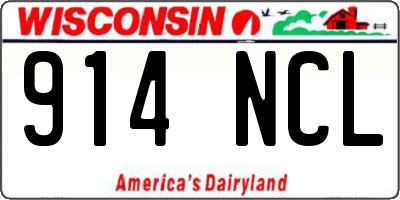 WI license plate 914NCL