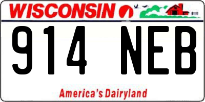 WI license plate 914NEB