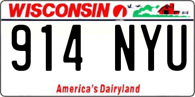 WI license plate 914NYU