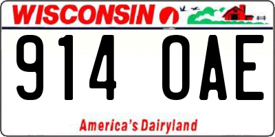 WI license plate 914OAE