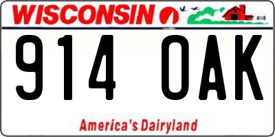 WI license plate 914OAK