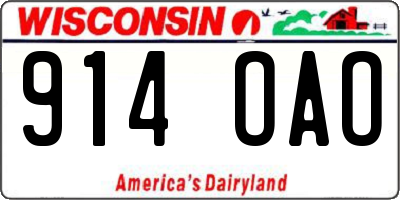 WI license plate 914OAO