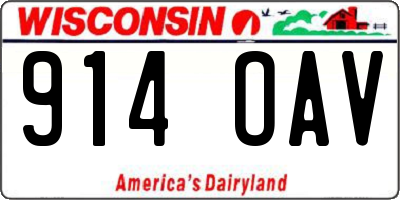 WI license plate 914OAV