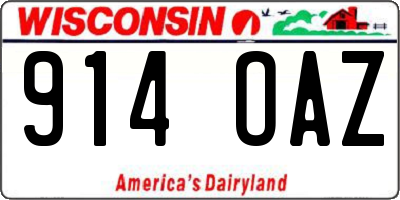 WI license plate 914OAZ