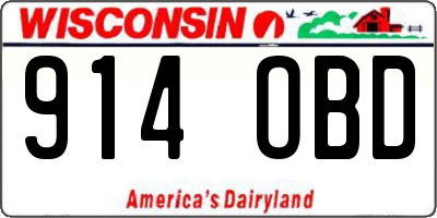 WI license plate 914OBD