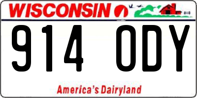WI license plate 914ODY