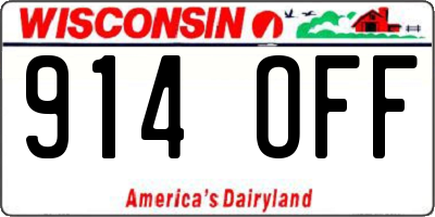 WI license plate 914OFF