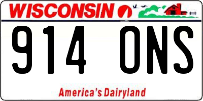 WI license plate 914ONS
