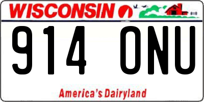WI license plate 914ONU