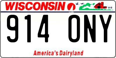 WI license plate 914ONY