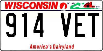 WI license plate 914VET