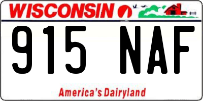 WI license plate 915NAF