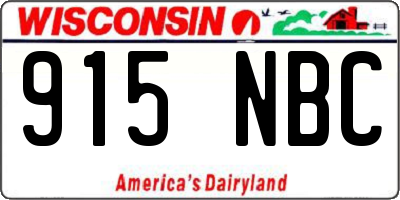 WI license plate 915NBC