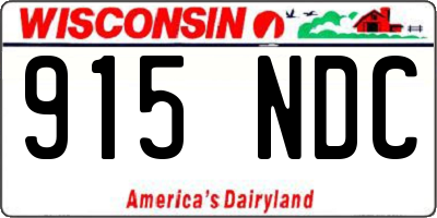 WI license plate 915NDC
