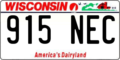 WI license plate 915NEC