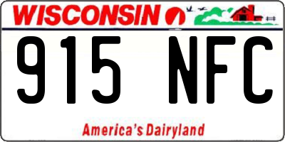WI license plate 915NFC