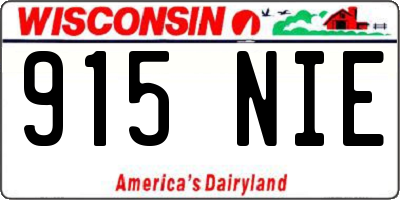 WI license plate 915NIE