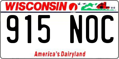 WI license plate 915NOC