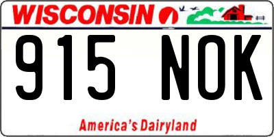 WI license plate 915NOK
