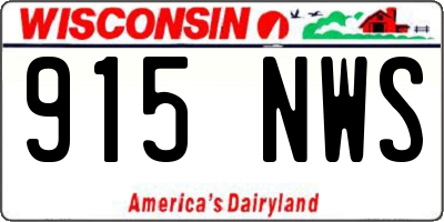 WI license plate 915NWS