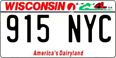 WI license plate 915NYC
