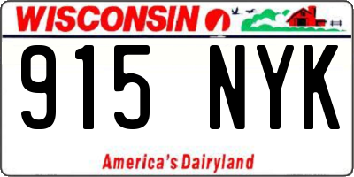 WI license plate 915NYK