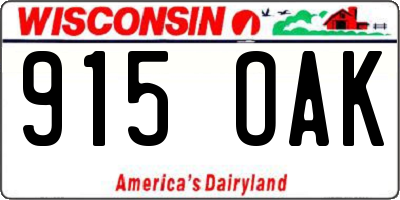 WI license plate 915OAK