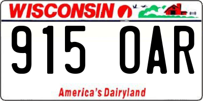 WI license plate 915OAR