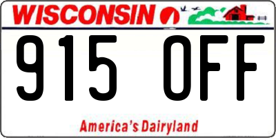 WI license plate 915OFF