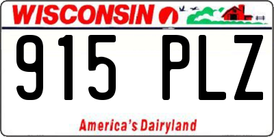 WI license plate 915PLZ