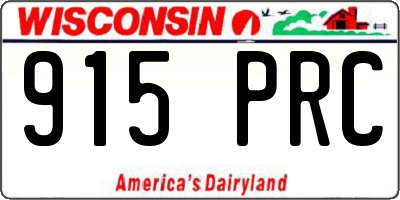 WI license plate 915PRC