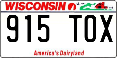 WI license plate 915TOX