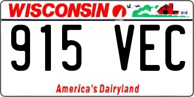 WI license plate 915VEC