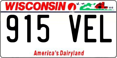 WI license plate 915VEL