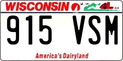 WI license plate 915VSM